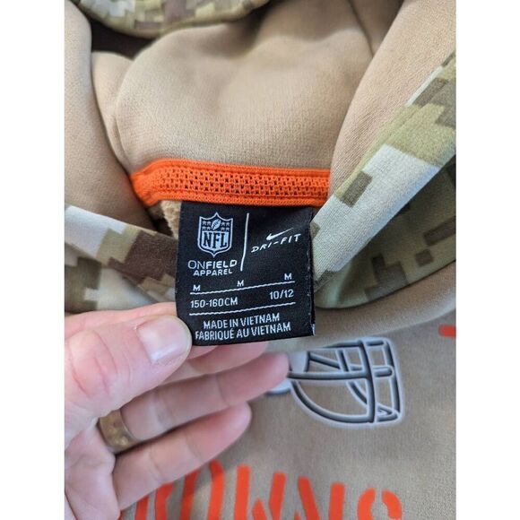 Nike Dri -Fit On Field Apparel Cleveland Browns Hooded sweatshirt kid's M camo‎ - Picture 6 of 9